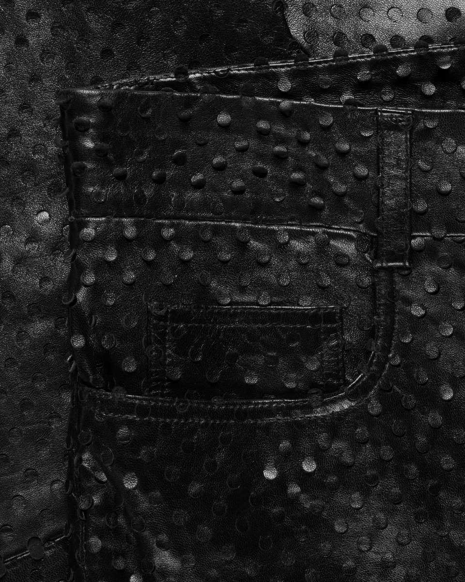 Helmut Lang Perforated black leather pants thumbnail
