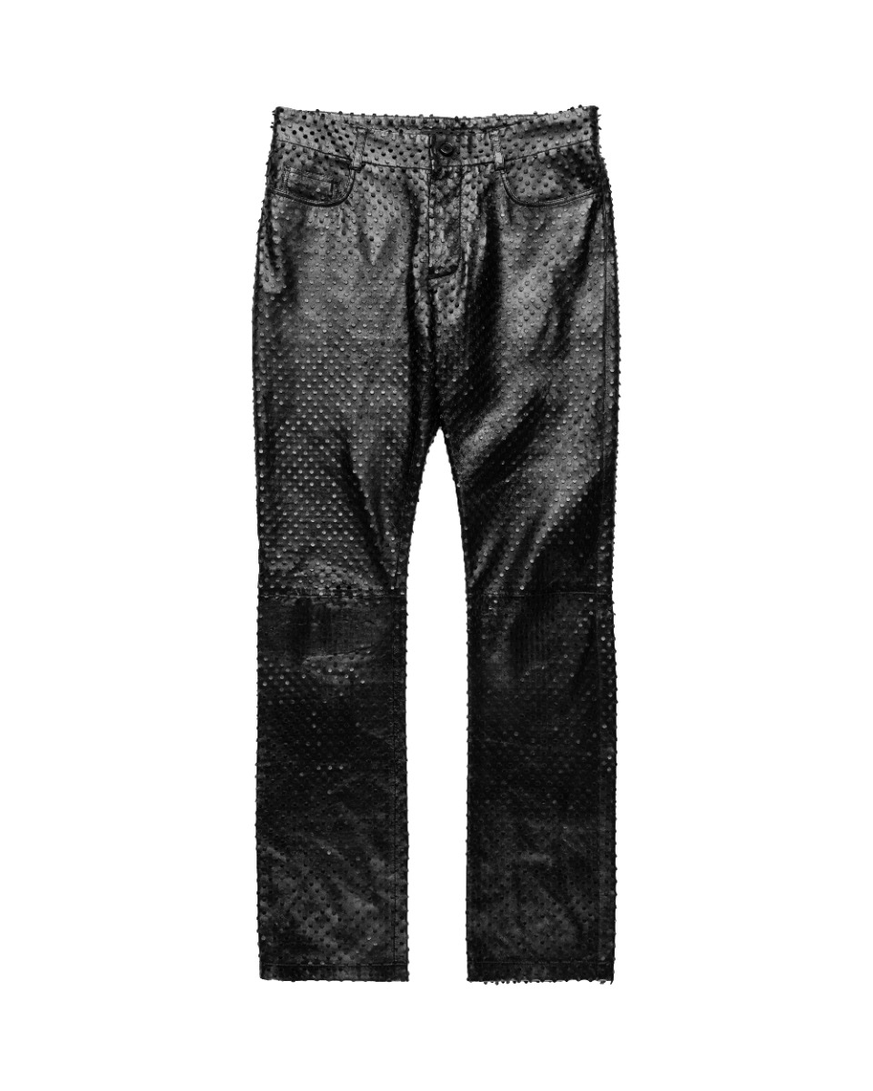 Helmut Lang Perforated black leather pants thumbnail