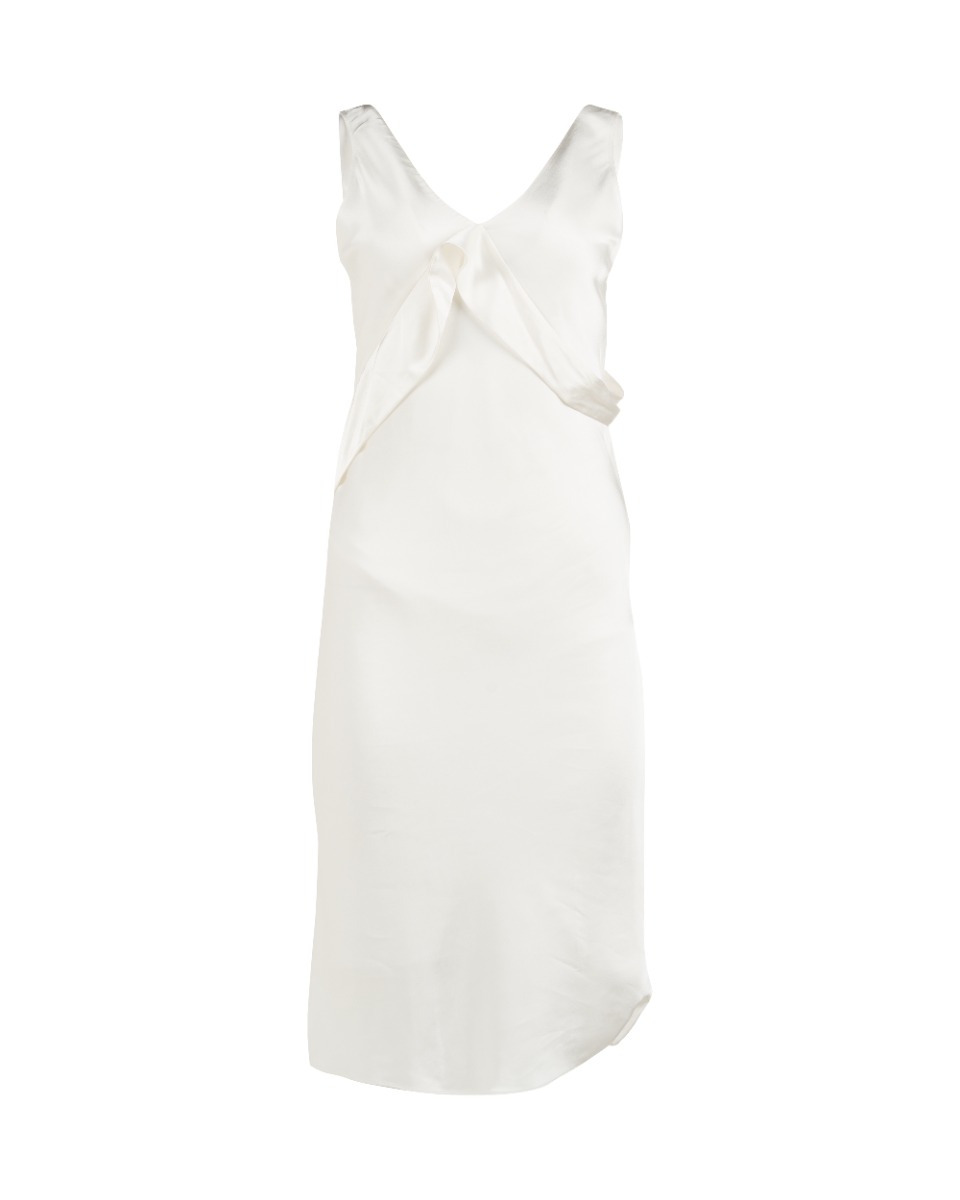Helmut Lang Sash Ivory white double satin dress thumbnail