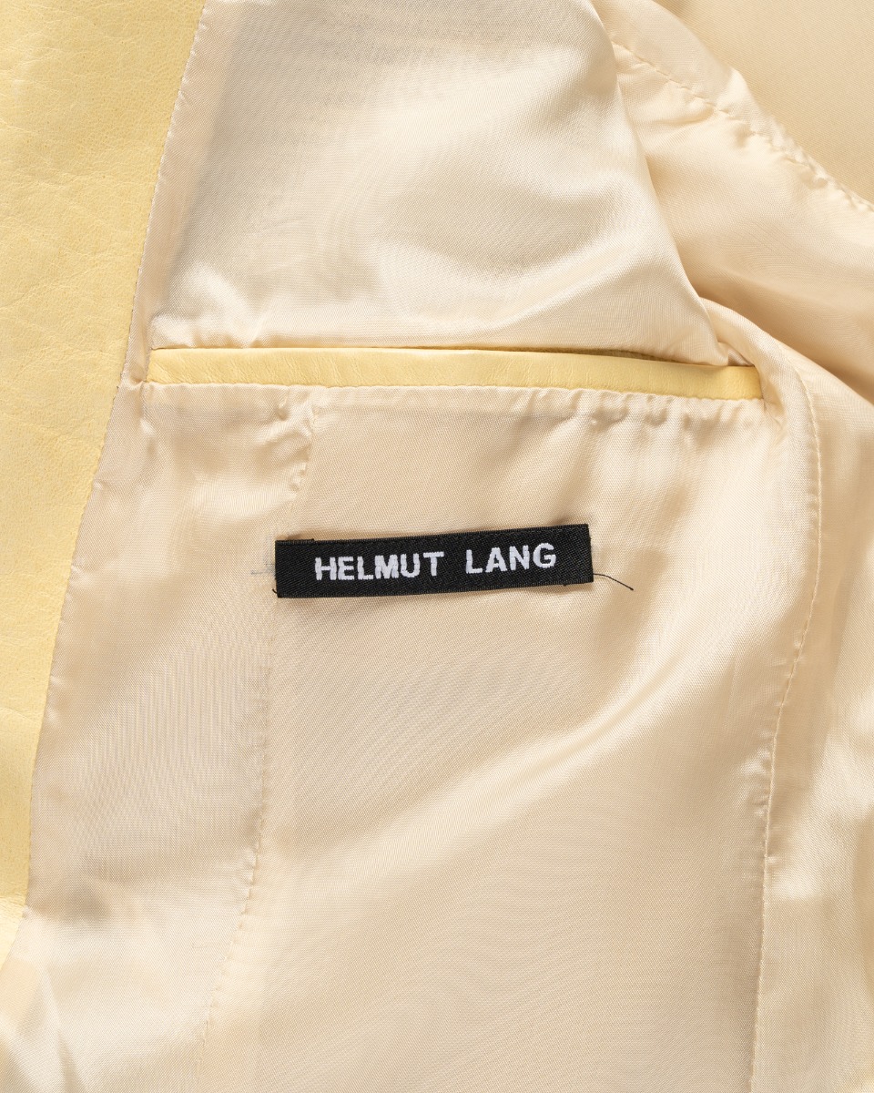 Helmut Lang Taupe single-breasted leather blazer jacket thumbnail