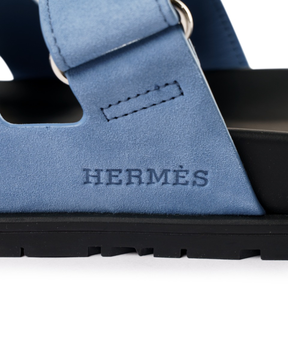 Hermes Chypre blue suede sandals thumbnail