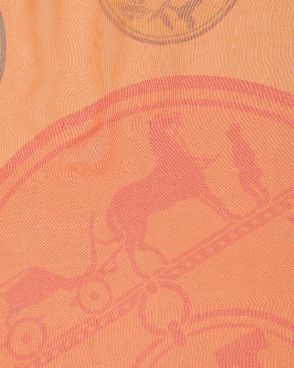 Hermes Herb logo orange silk shawl thumbnail