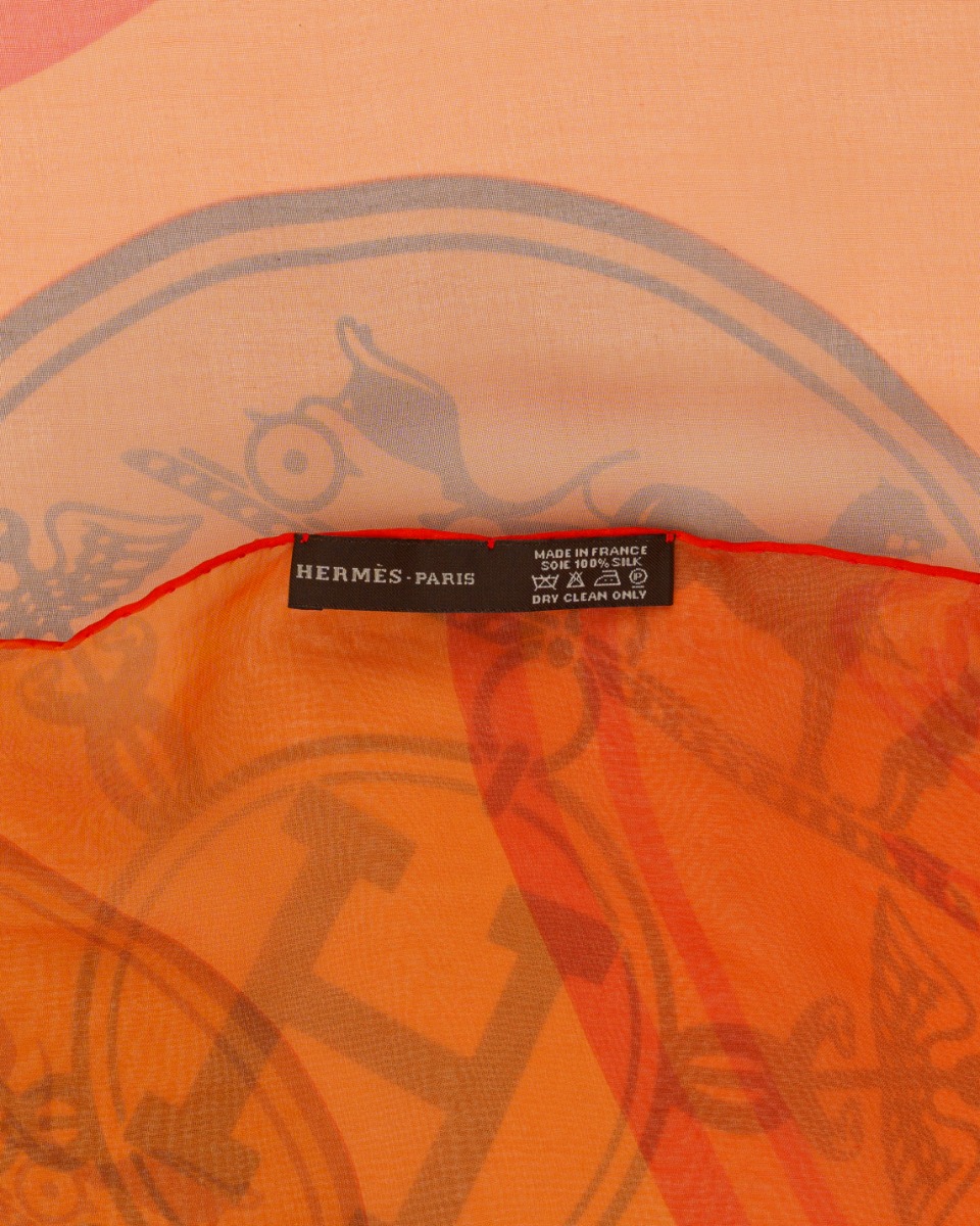 Hermes Herb logo orange silk shawl thumbnail