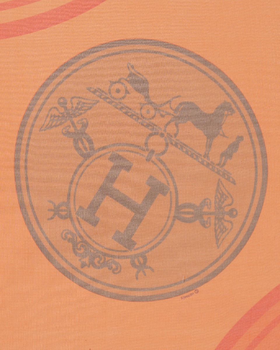 Hermes Herb logo orange silk shawl thumbnail
