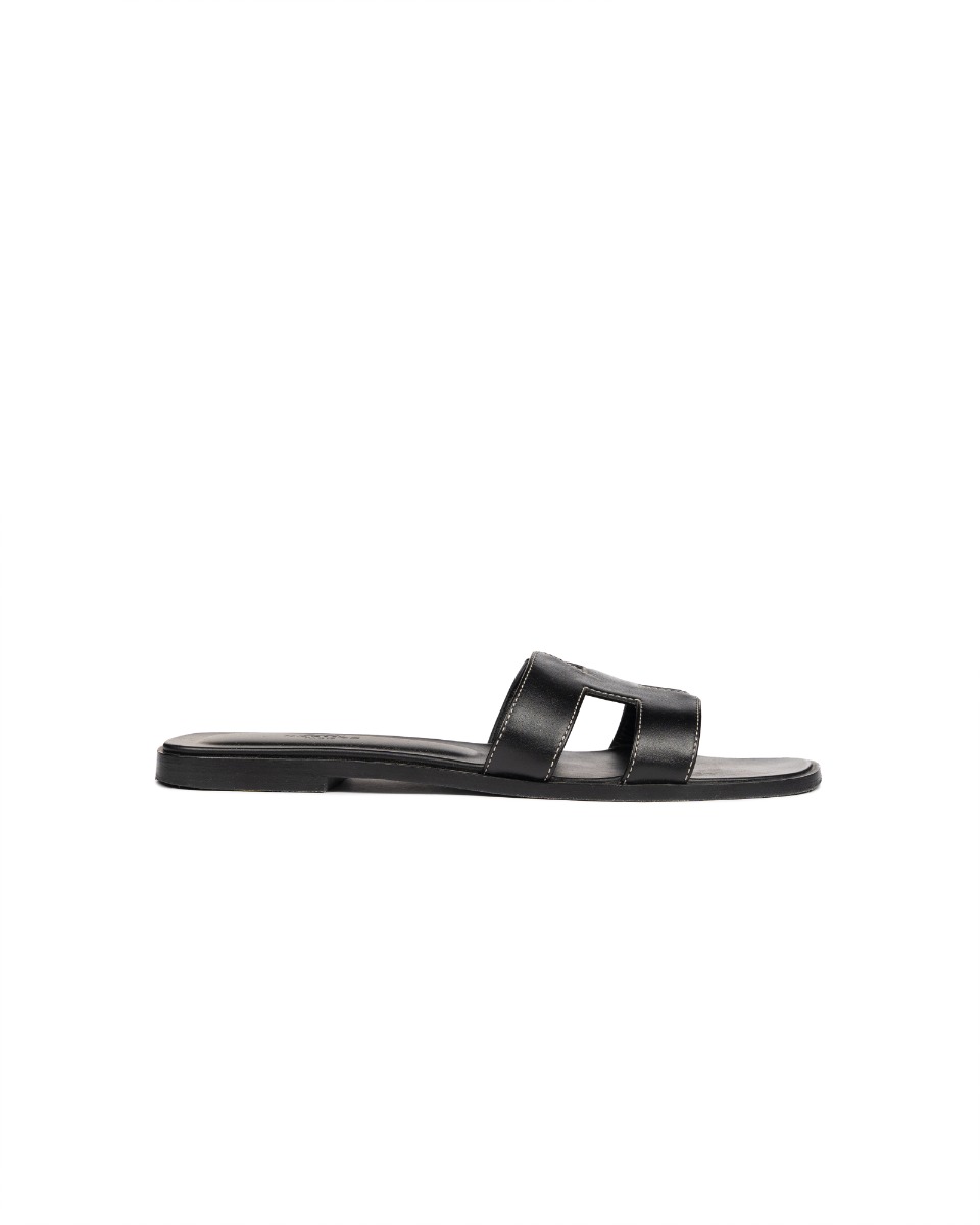 Hermes Oran Noir calfskin sandals thumbnail