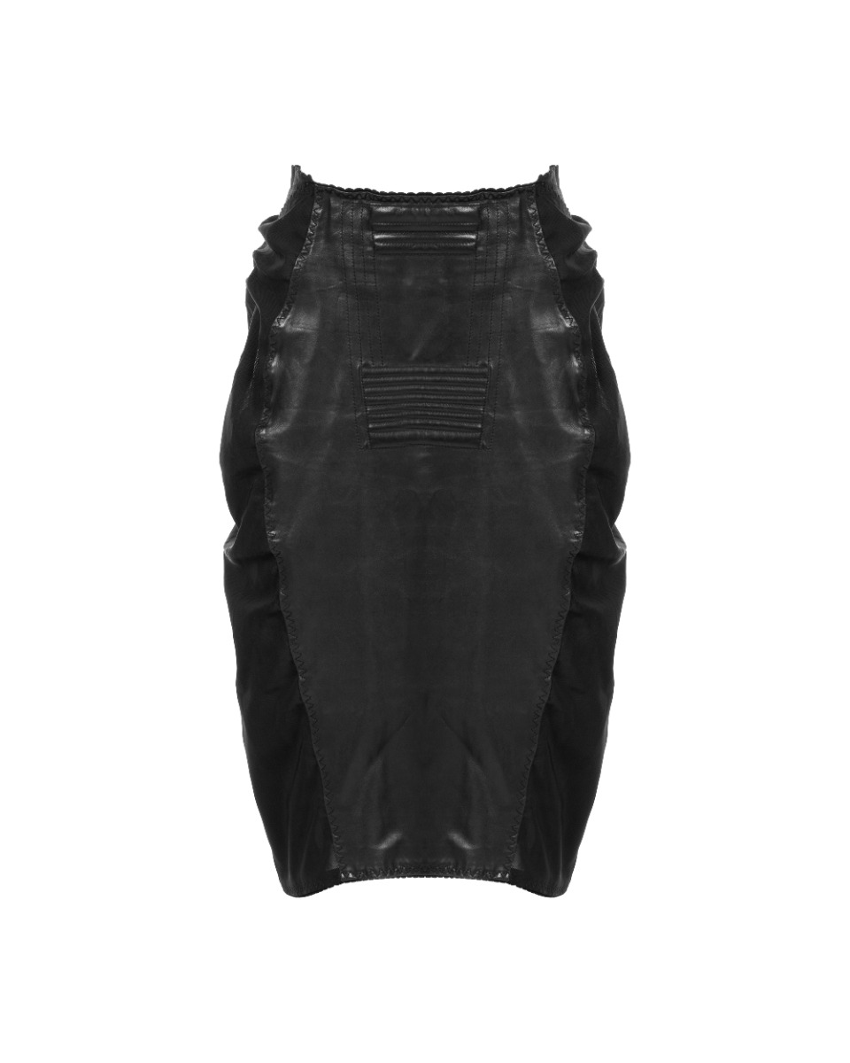 Jean Paul Gaultier Re-edition Printemps-été 1987 leather panelled mini skirt thumbnail