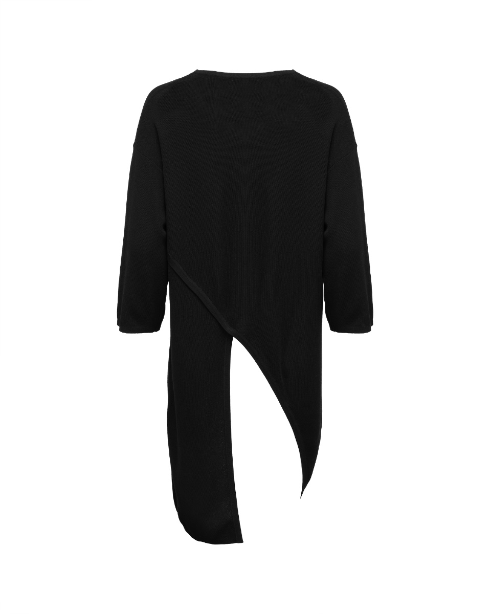 Jil Sander black asymmetric overlap sweater thumbnail