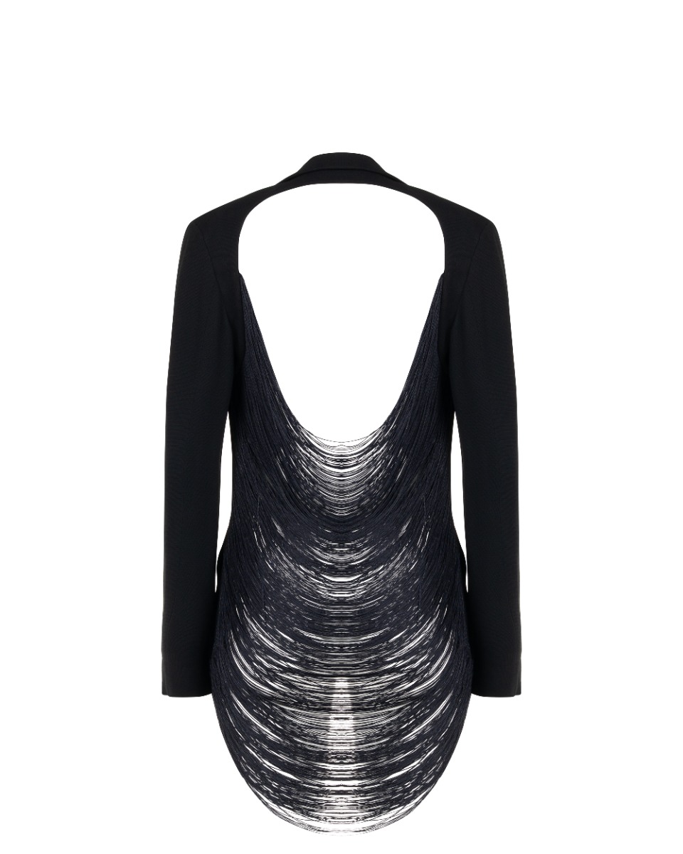 Jil Sander fringe cut-out black blazer jacket thumbnail
