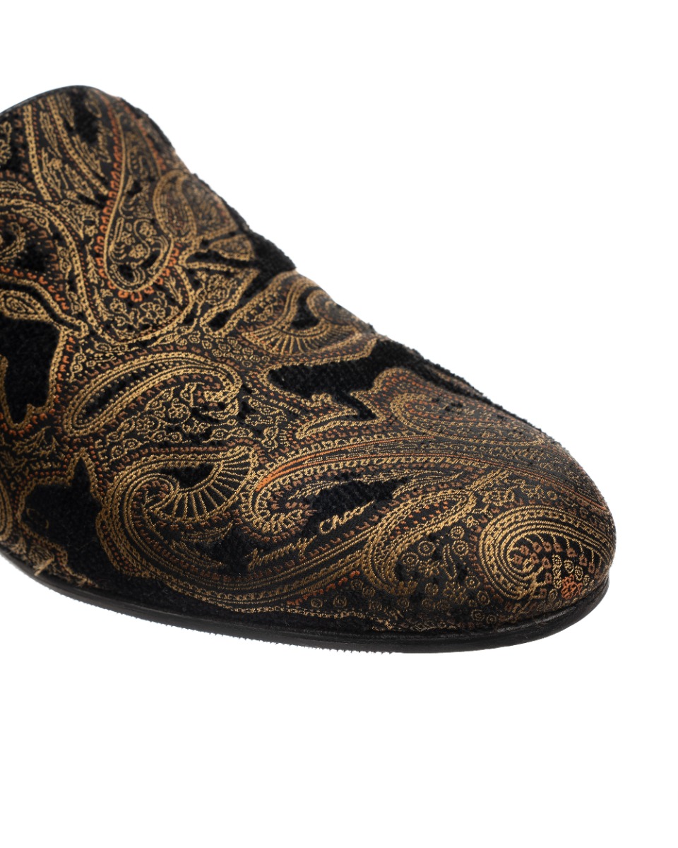 Jimmy Choo gold Paisley slip-on shoes thumbnail