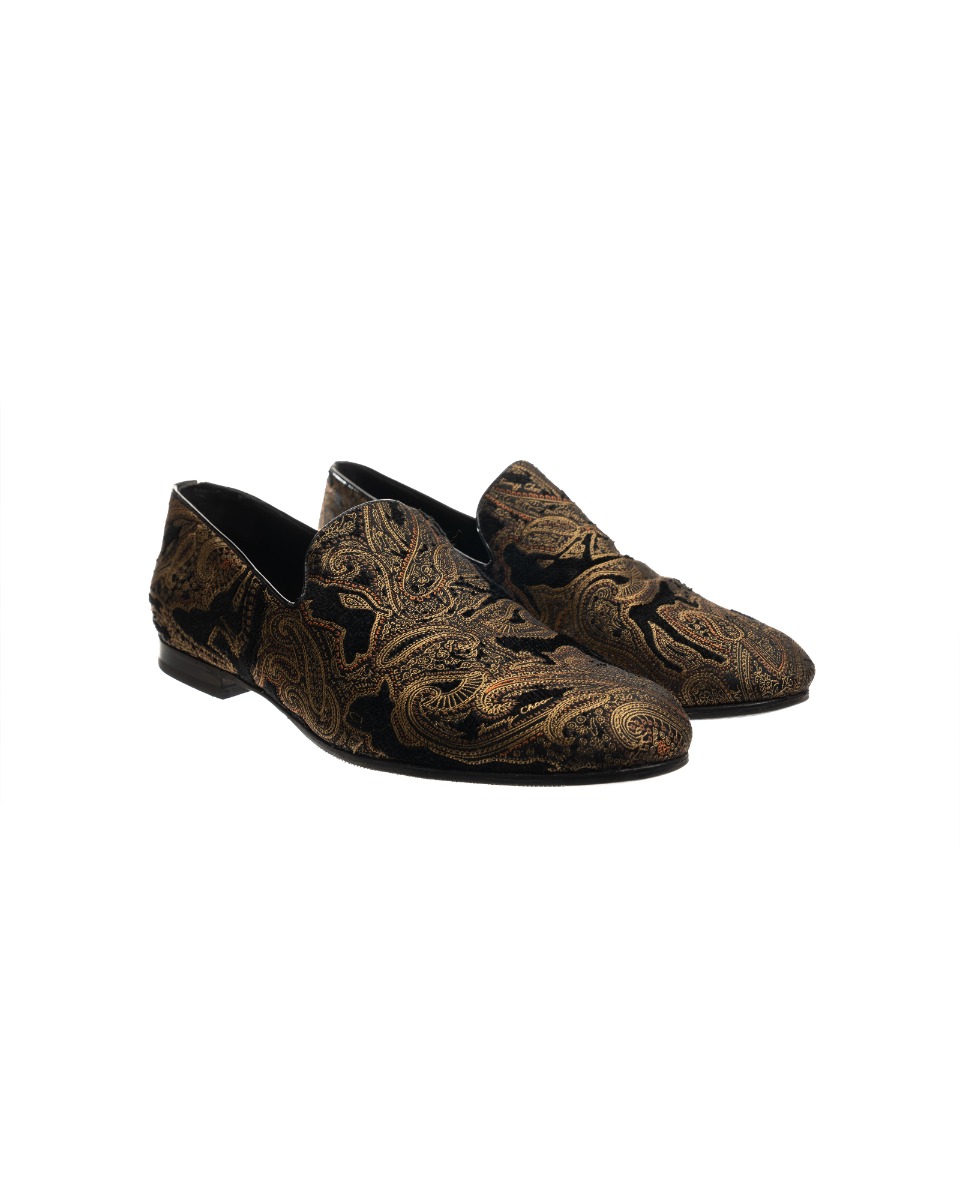 Jimmy Choo gold Paisley slip-on shoes thumbnail