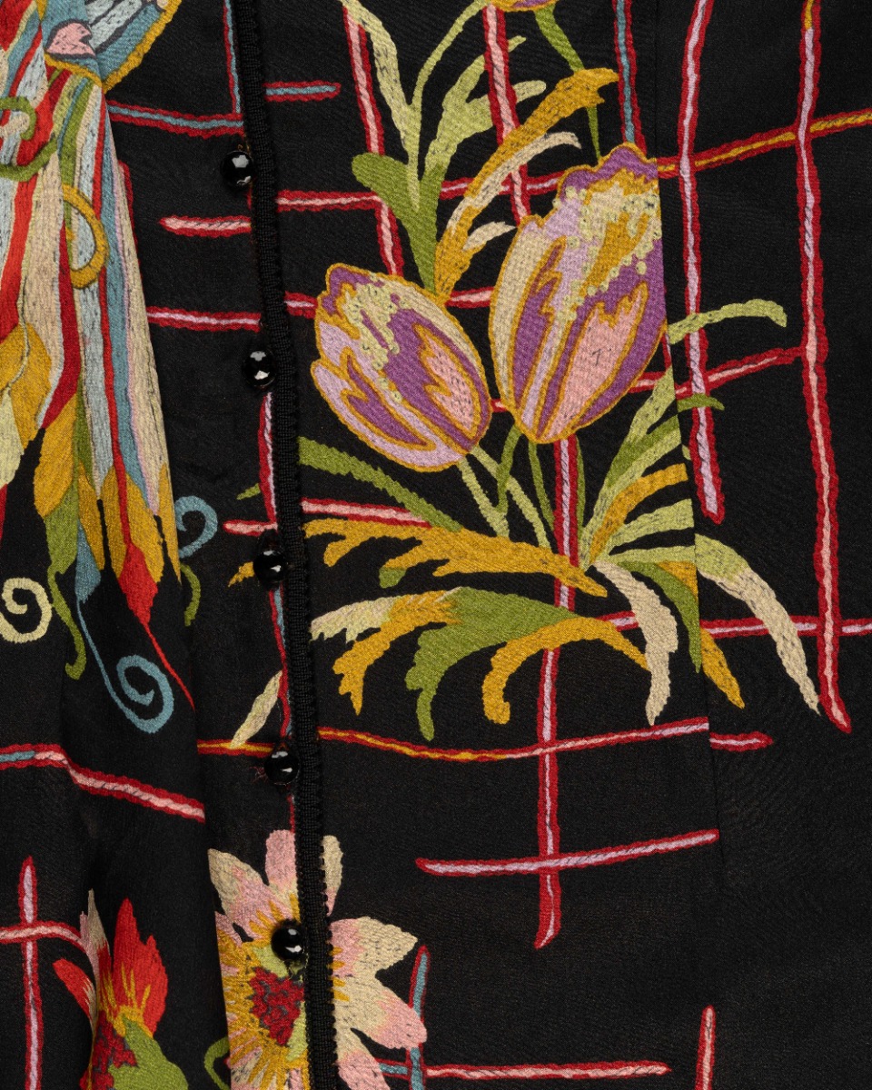 John Galliano Floral Peacock sheer blouse top thumbnail