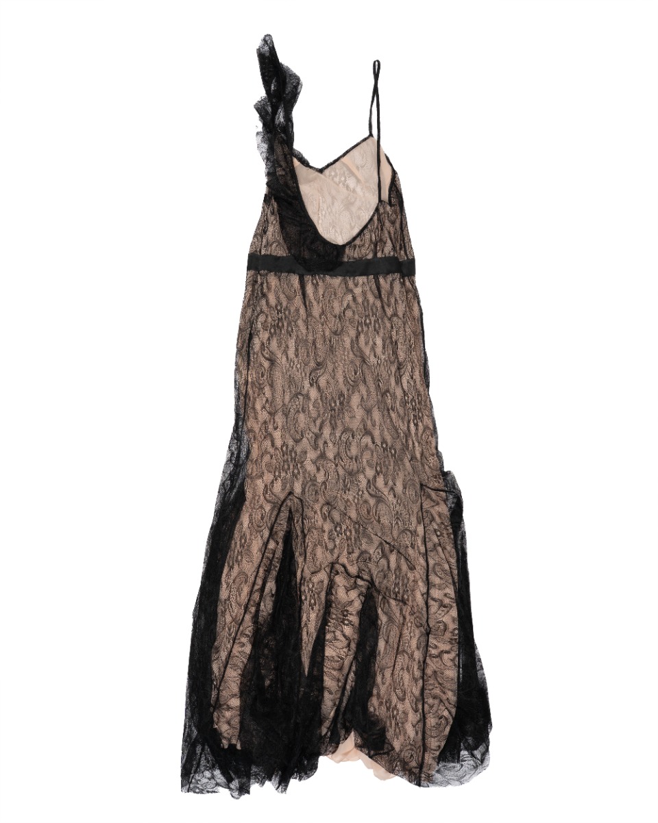 John Galliano lace pale pink lined evening dress thumbnail