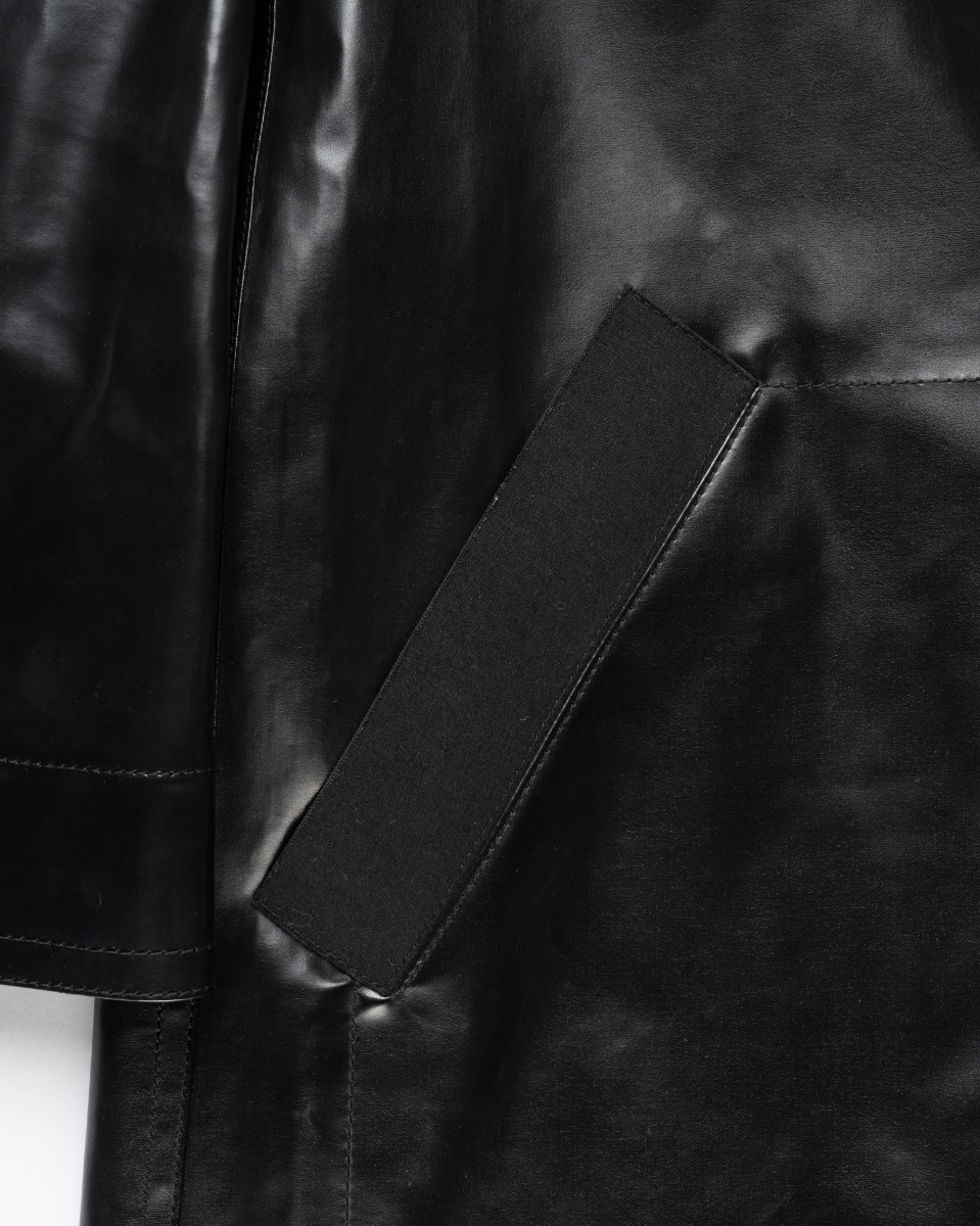 Kwaidan Editions single-breasted rubber black coat thumbnail