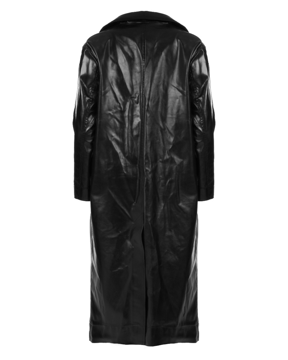 Kwaidan Editions single-breasted rubber black coat thumbnail