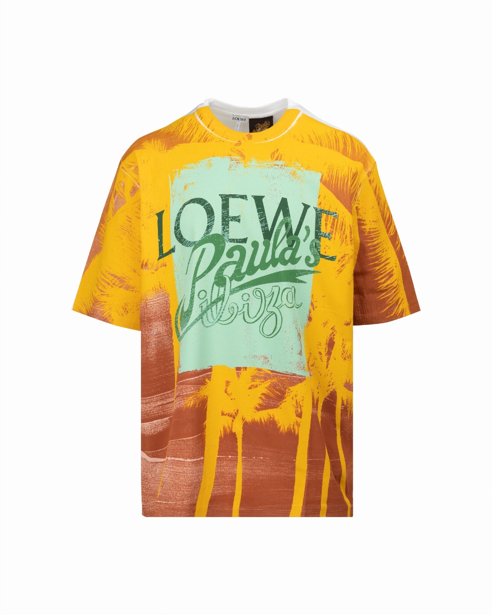 Loewe Paula's Ibiza Palm brown print white t-shirt thumbnail