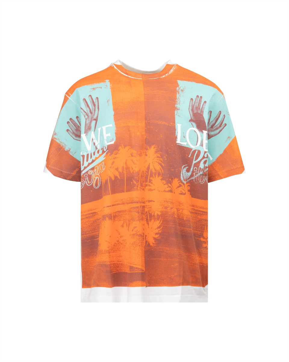 Loewe Paula's Ibiza Palm orange print white t-shirt thumbnail