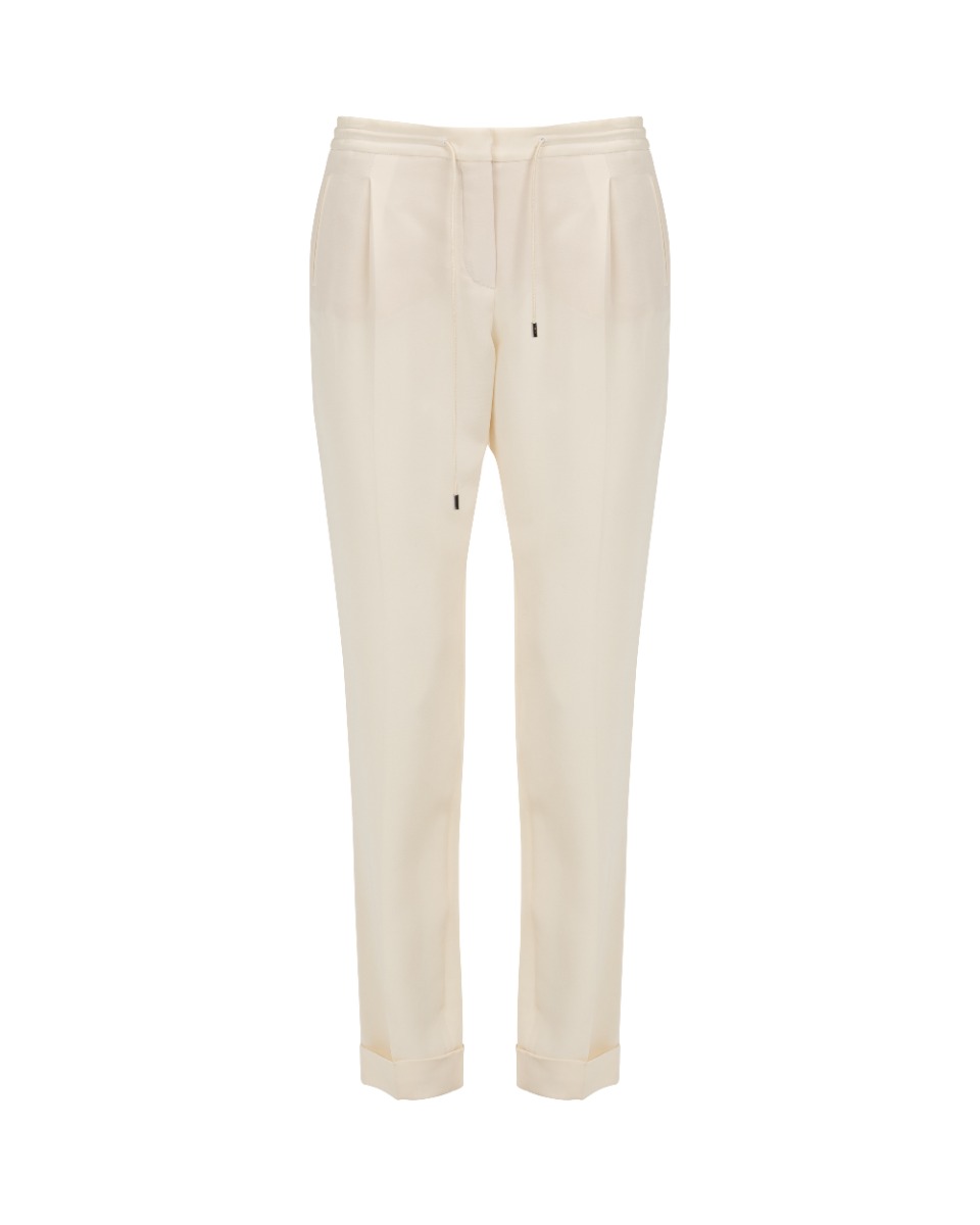 Loro Piana Crepe cream silk drawstring pants thumbnail