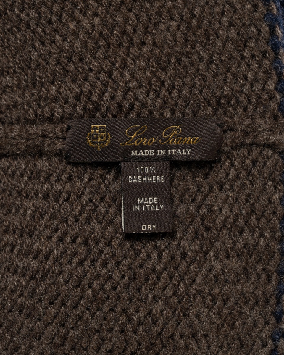 Loro Piana two-tone rib knitted cashmere brown/navy beanie thumbnail