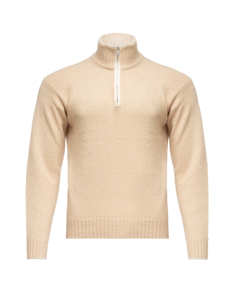 Loro Piana beige quarter-zip sweater thumbnail