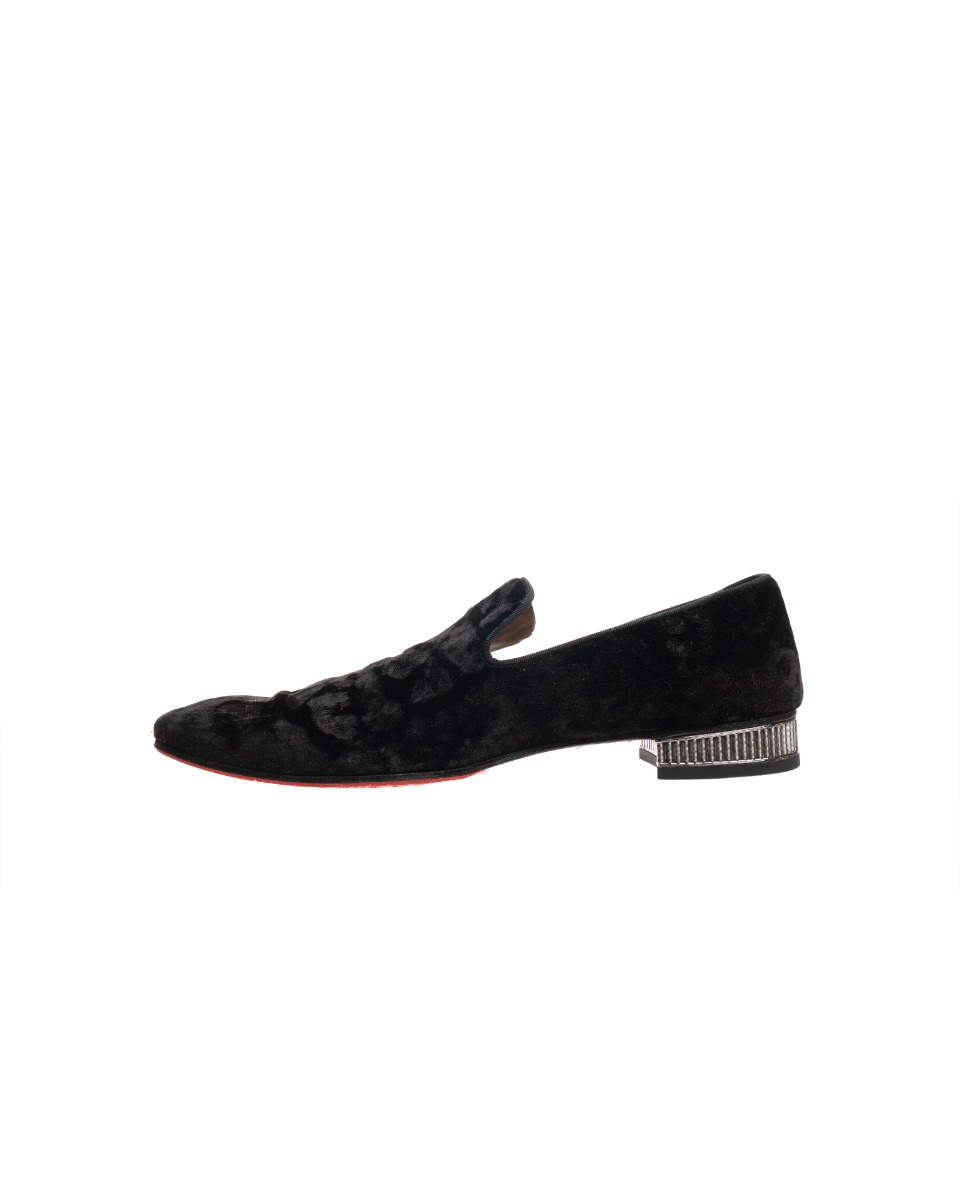 Christian Louboutin Dandyrocks velvet heel-stud slip-on shoes thumbnail