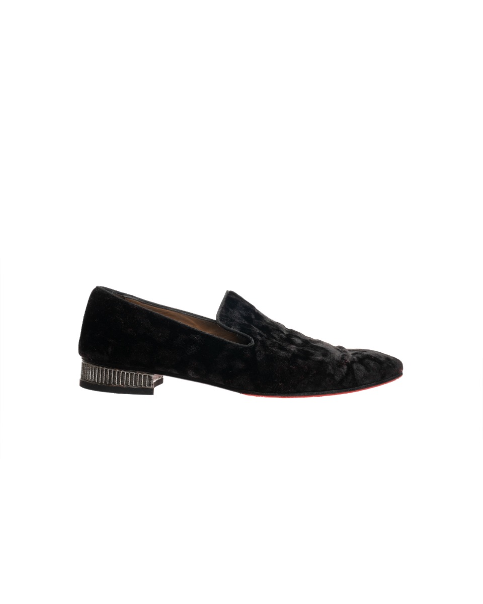 Christian Louboutin Dandyrocks velvet heel-stud slip-on shoes thumbnail
