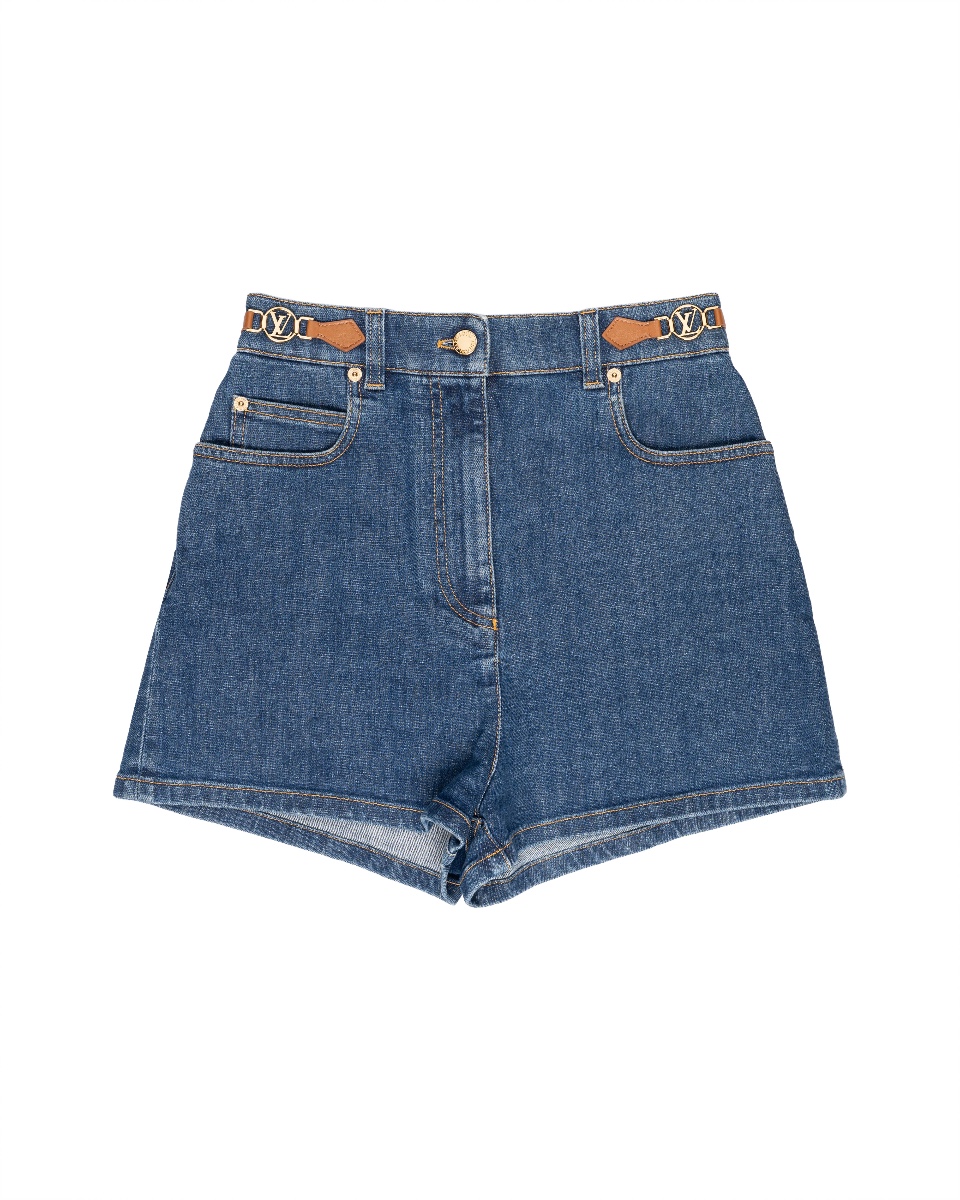 Louis Vuitton Circle Tab denim mini shorts thumbnail