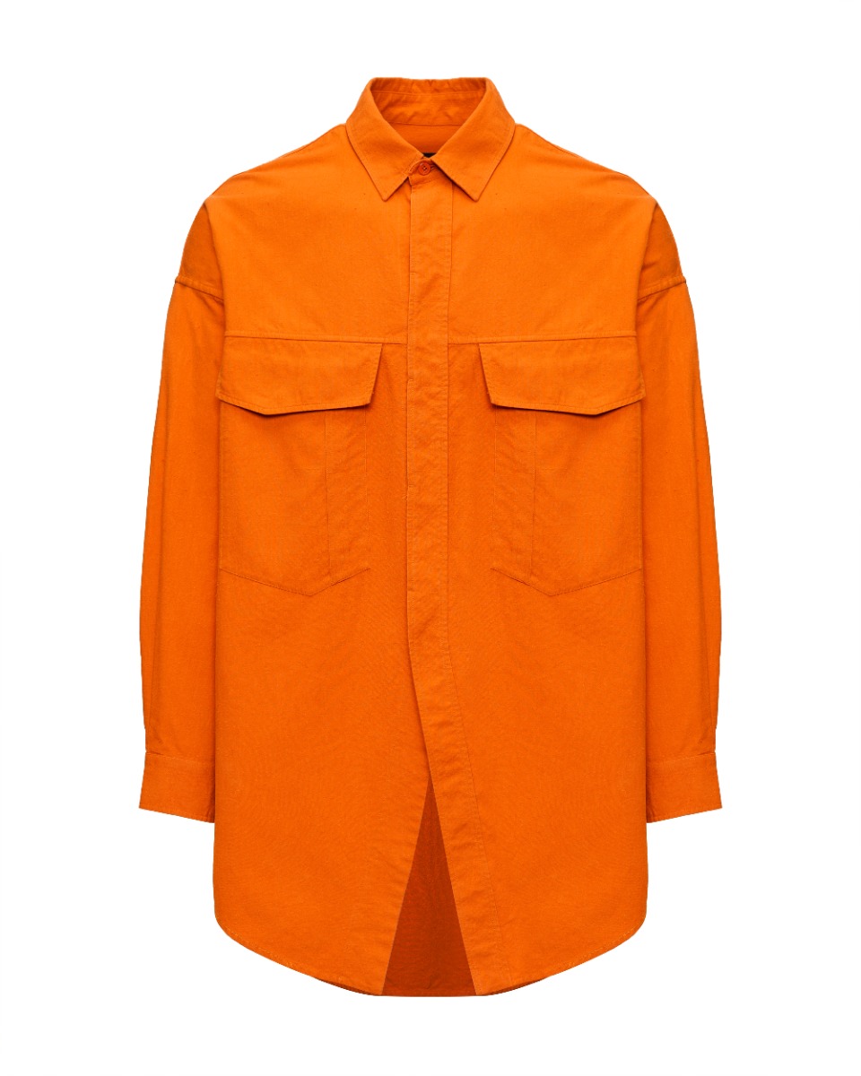 Louis Vuitton heavy cotton oversized orange button-up shirt thumbnail
