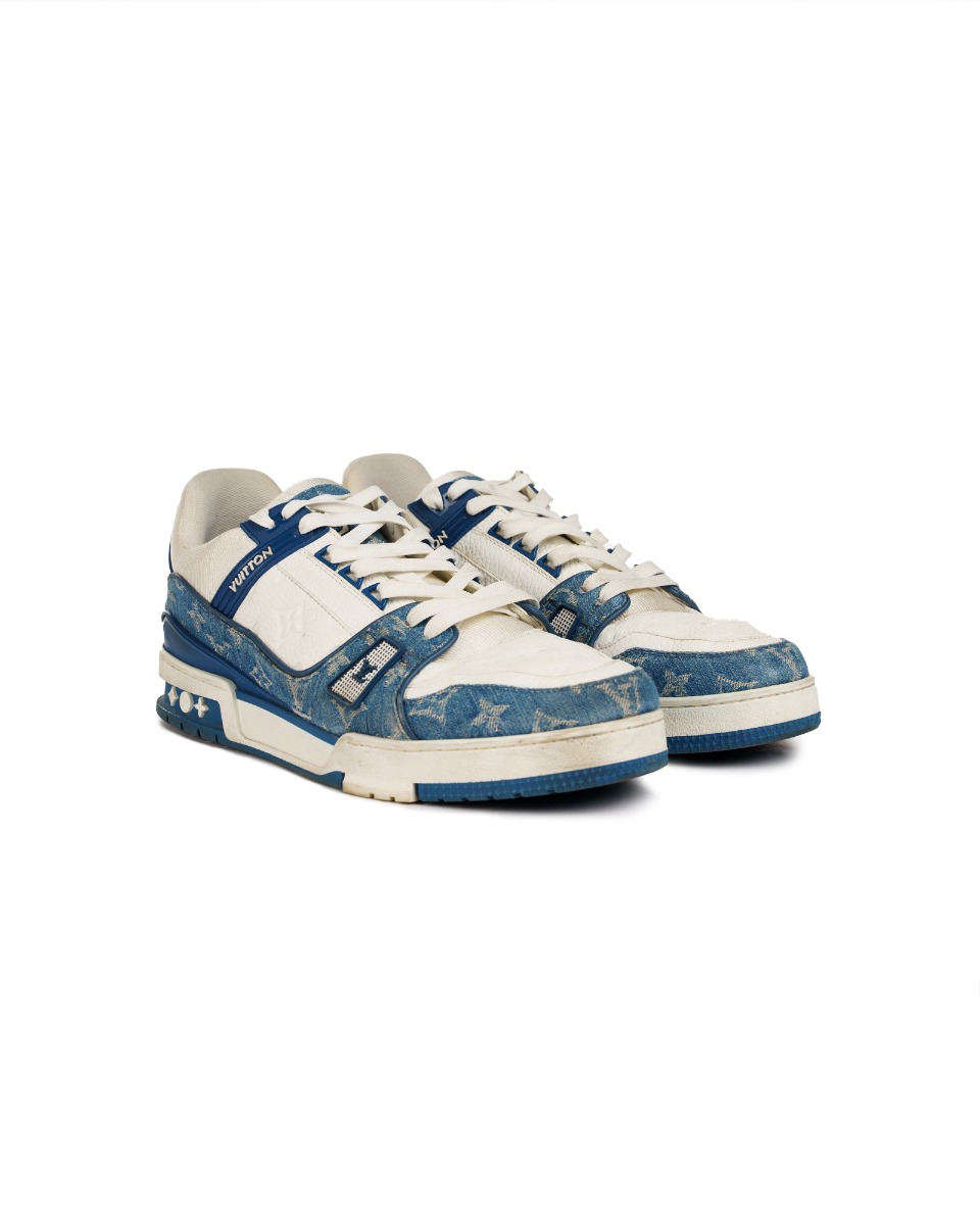 Louis Vuitton LV Trainer monogram denim sneakers thumbnail