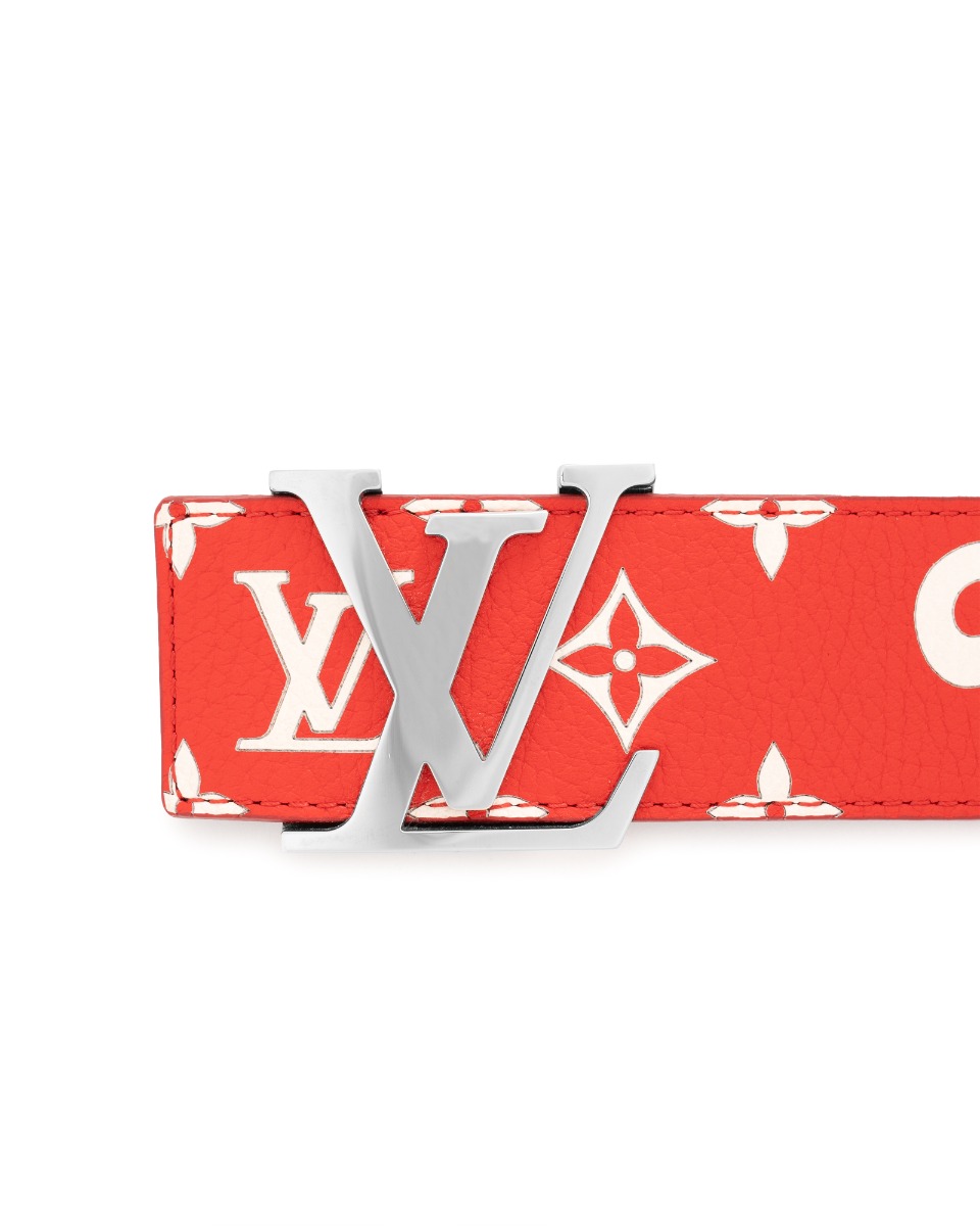 Louis Vuitton x Supreme monogram leather red belt thumbnail