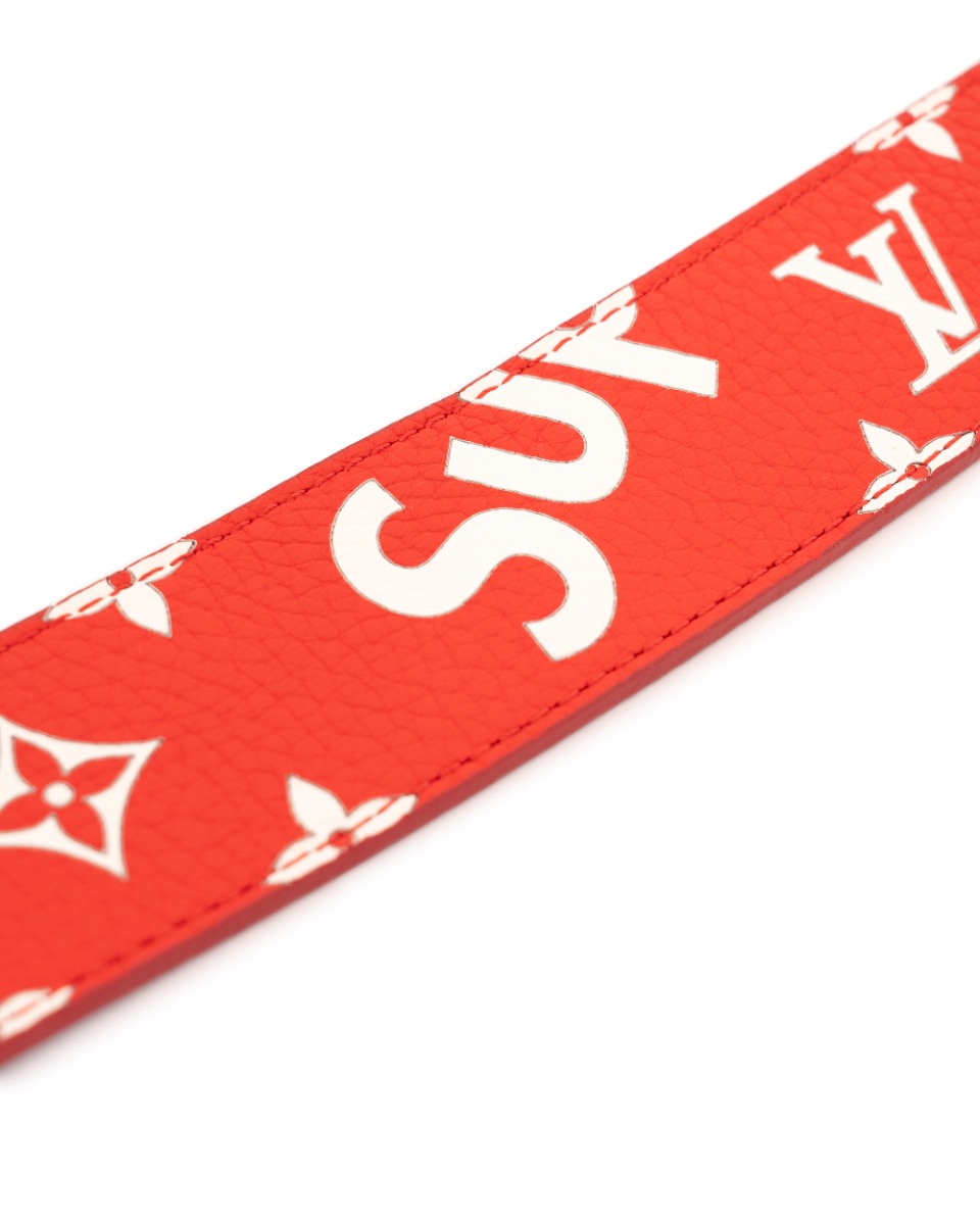 Louis Vuitton x Supreme monogram leather red belt thumbnail