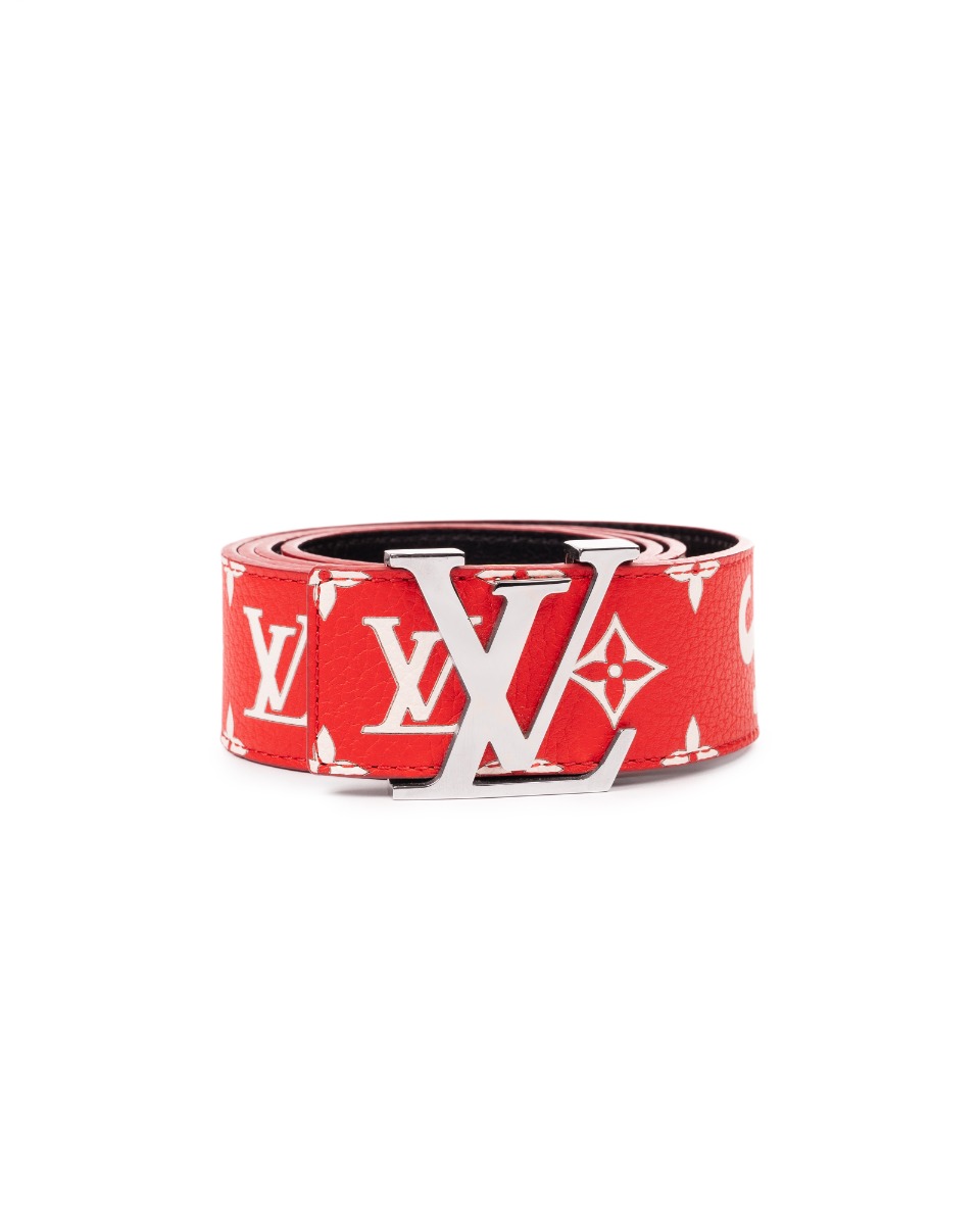 Louis Vuitton x Supreme monogram leather red belt thumbnail