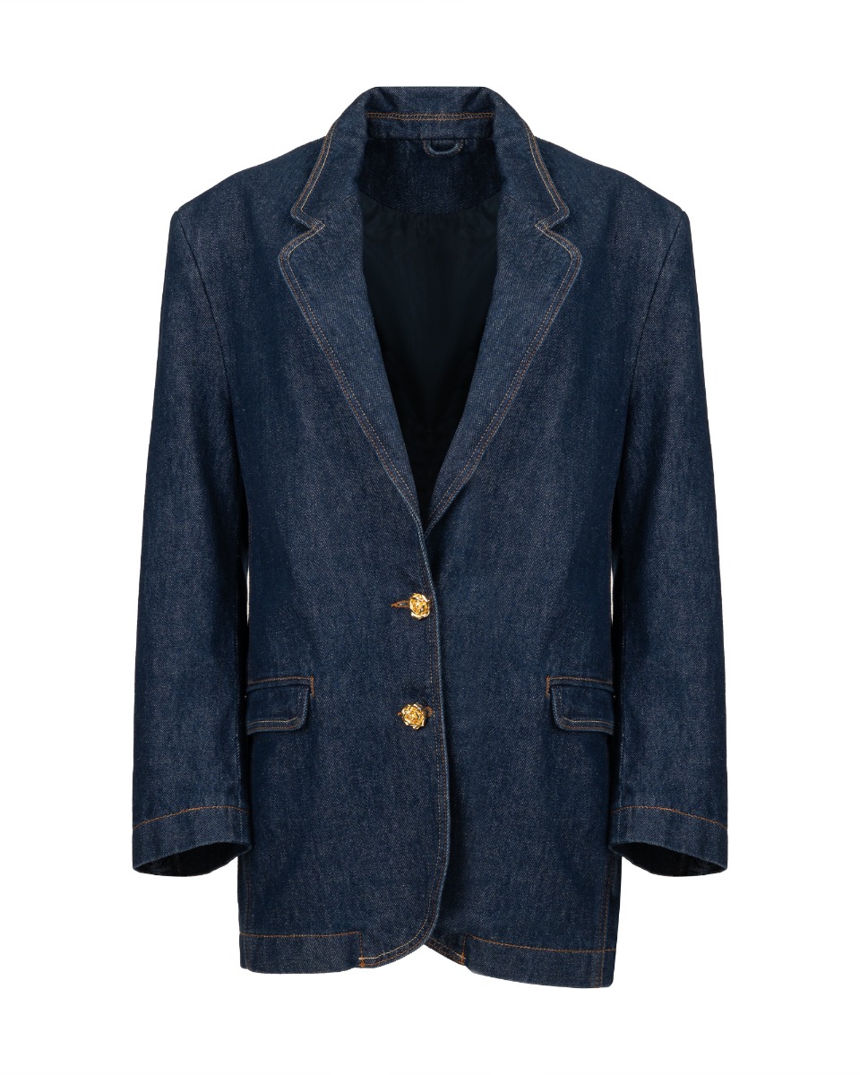 Magda Butrym oversized denim blazer jacket thumbnail