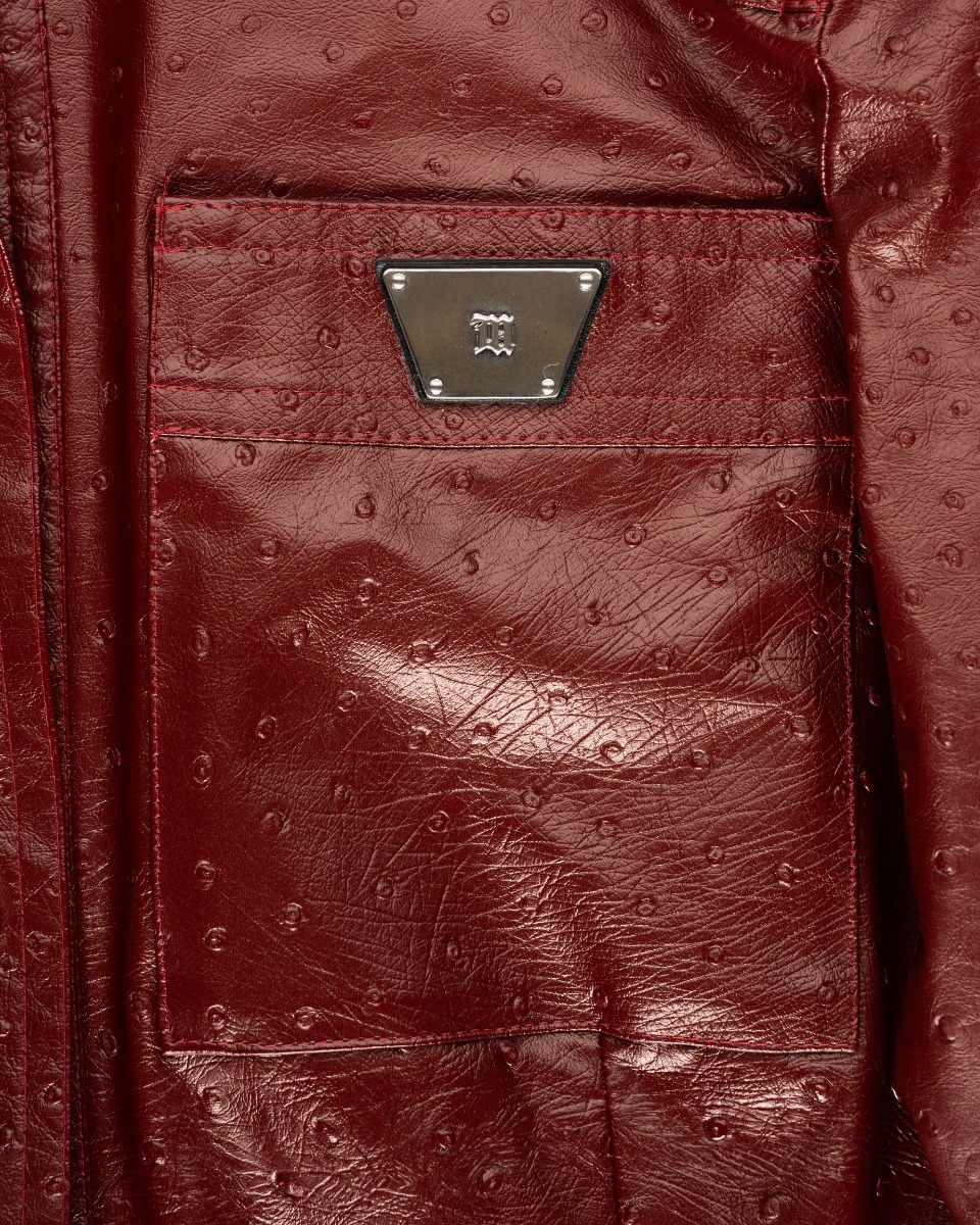 MISBHV 1-OF-1 faux ostrich leather metal logo plaque jacket thumbnail