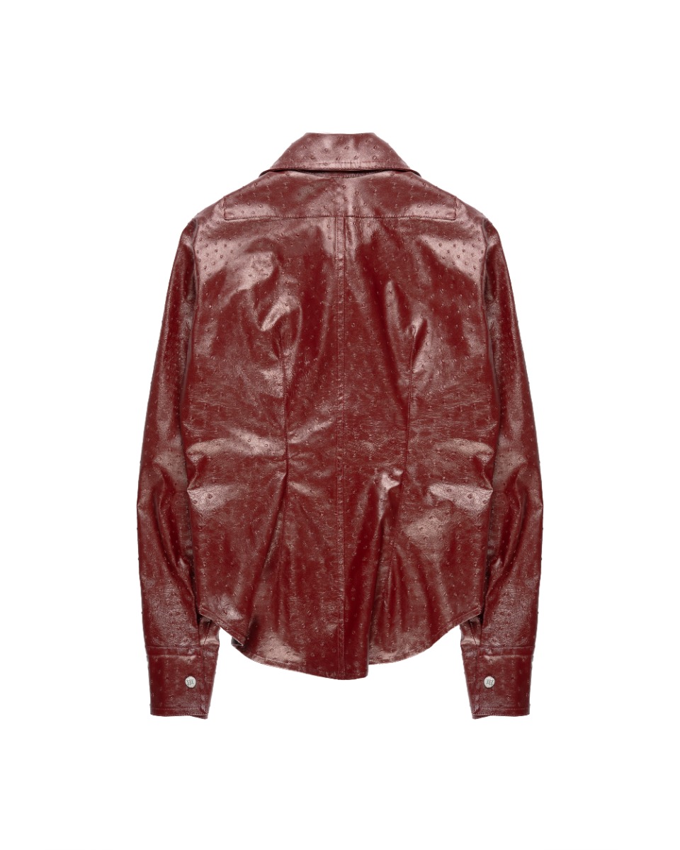 MISBHV 1-OF-1 faux ostrich leather metal logo plaque jacket thumbnail