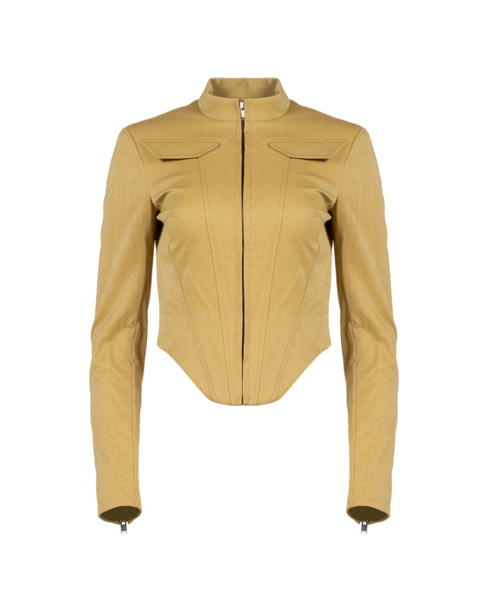 MISBHV corset Gelb faux-leather jacket thumbnail