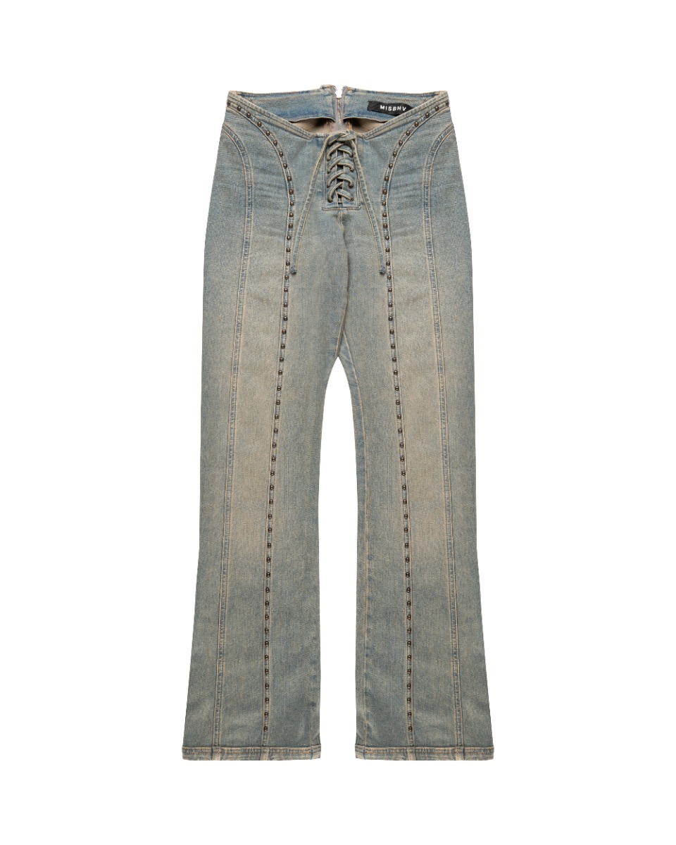MISBHV Lara studded lace-up denim pants