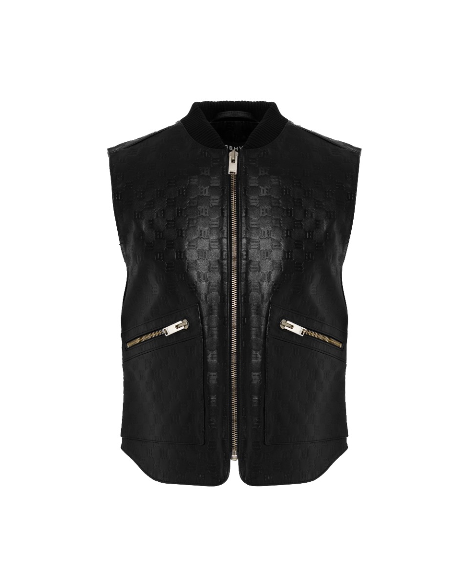 MISBHV monogram-embossed leather vest thumbnail