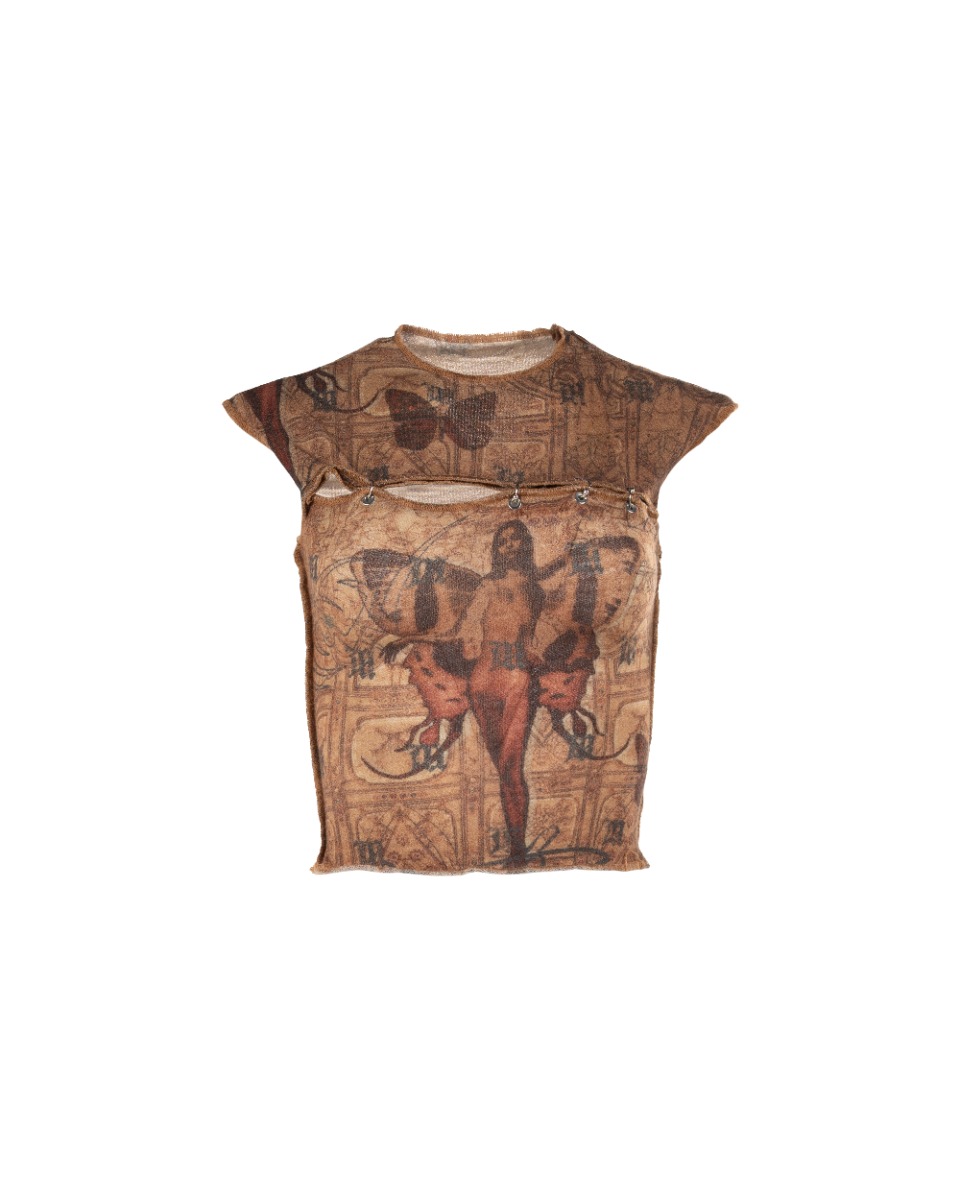 MISBHV pierced brown mesh top thumbnail