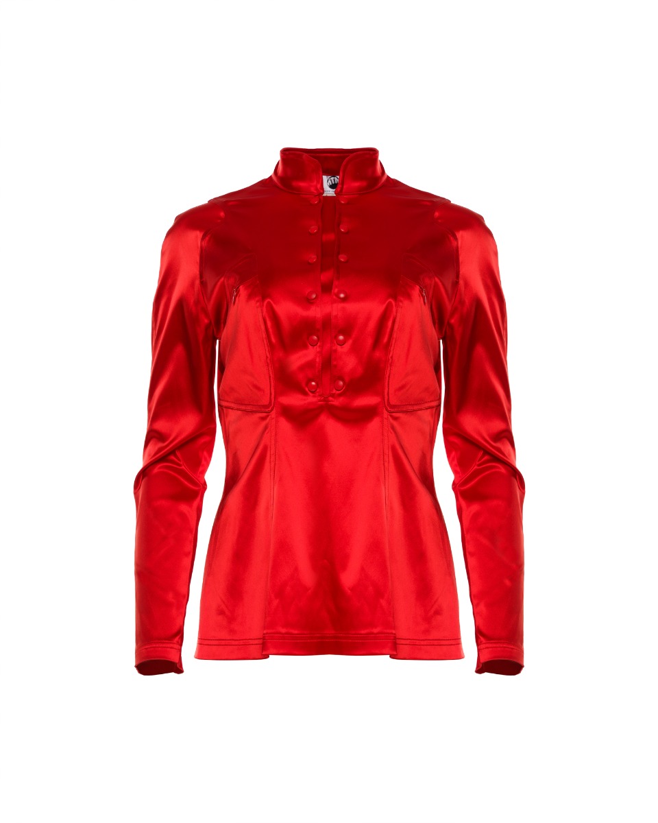 Mugler Trademark red satin tang jacket thumbnail