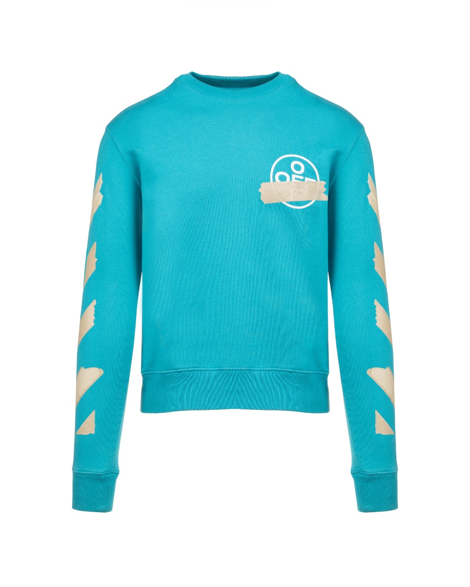 Off-White Tape Diag Arrow turquoise crewneck sweatshirt thumbnail