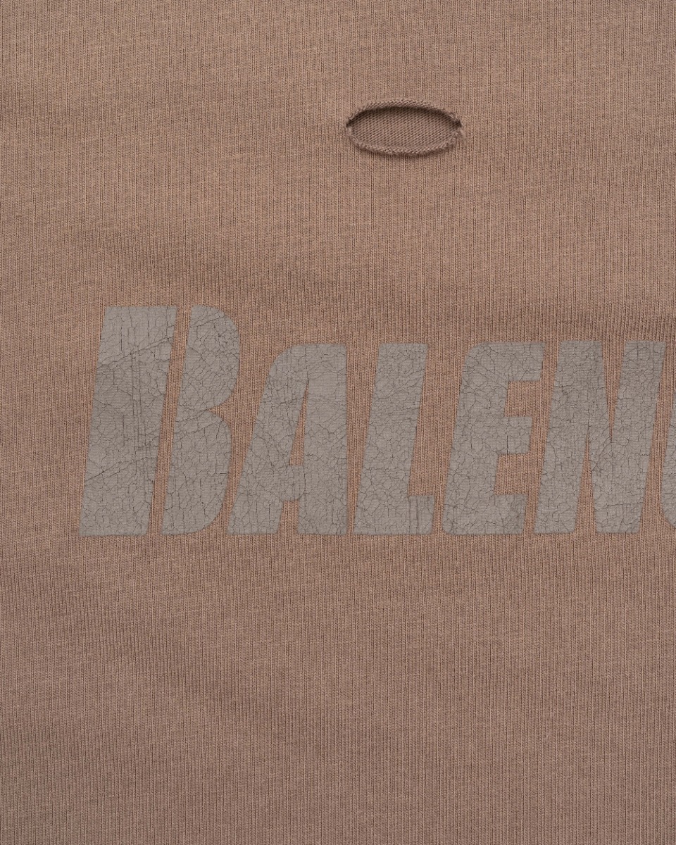 Balenciaga Caps Logo distressed oversized brown t-shirt thumbnail