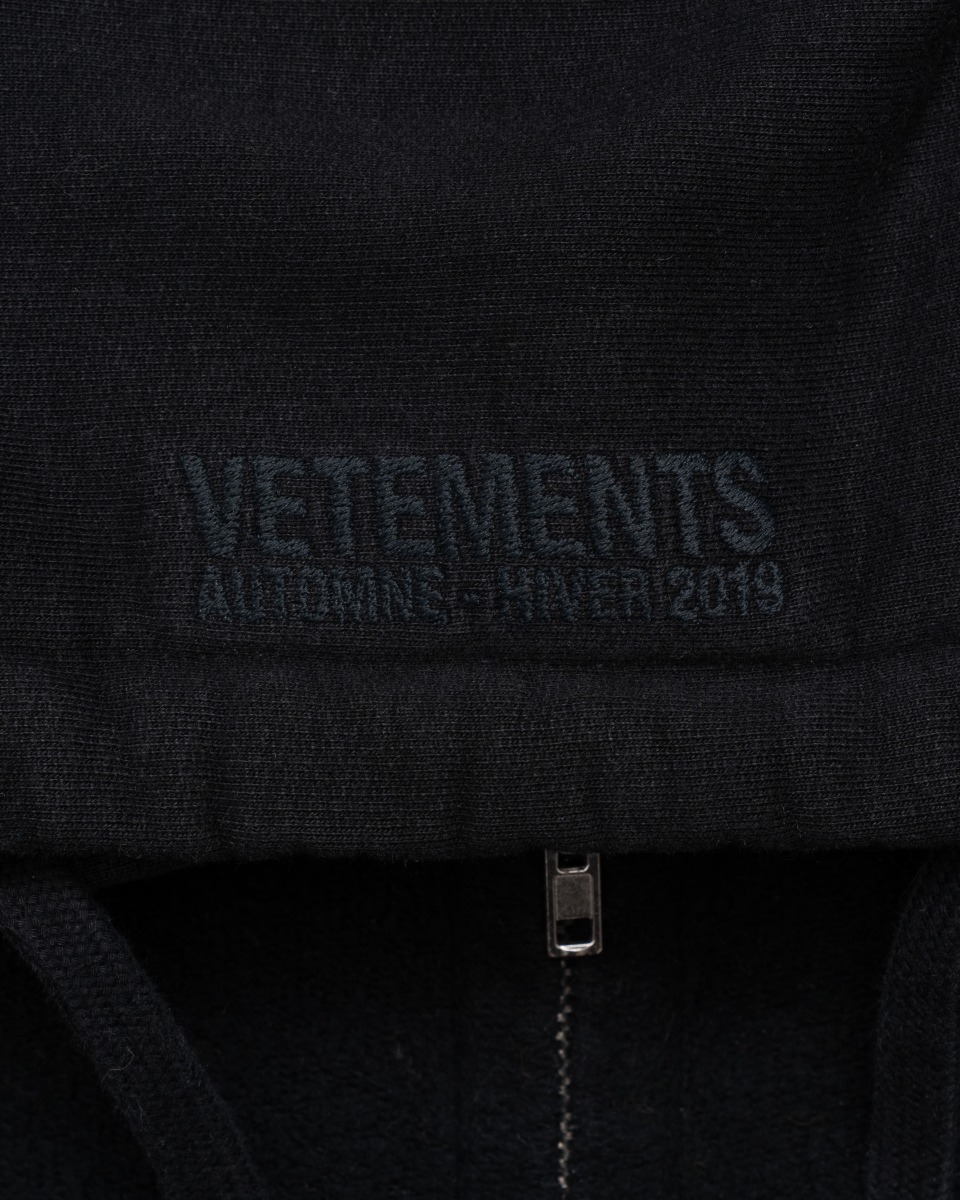 Vetements "One size fits most" oversized inside-out zip sweatshirt thumbnail
