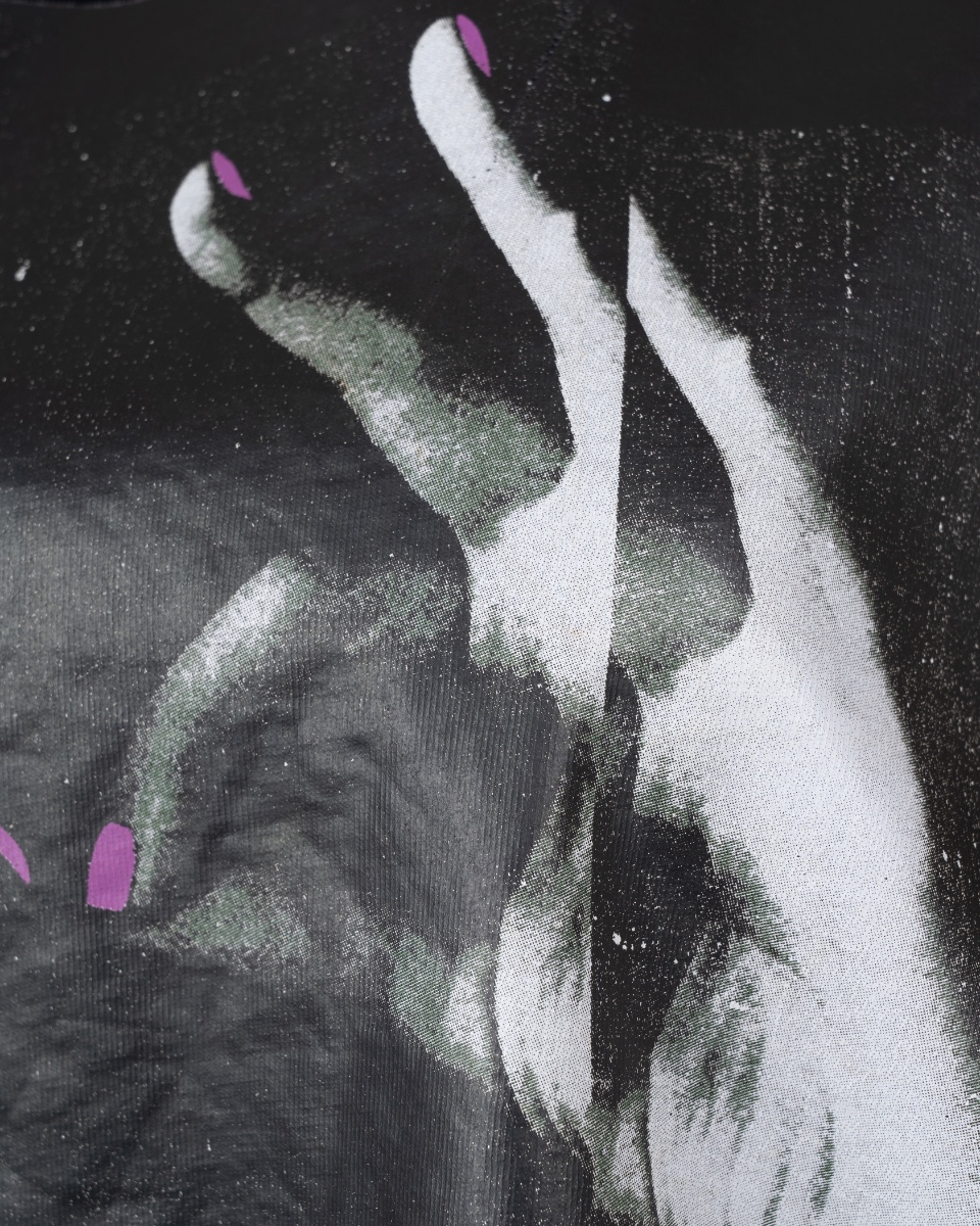 Diesel "I see you" Hand Sign photo black wide t-shirt thumbnail