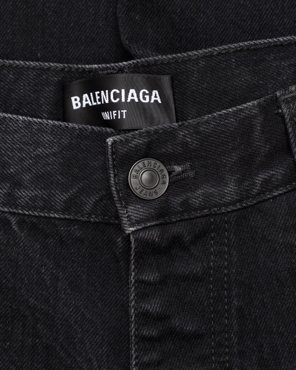 Balenciaga Destroyed wide-leg black denim pants thumbnail