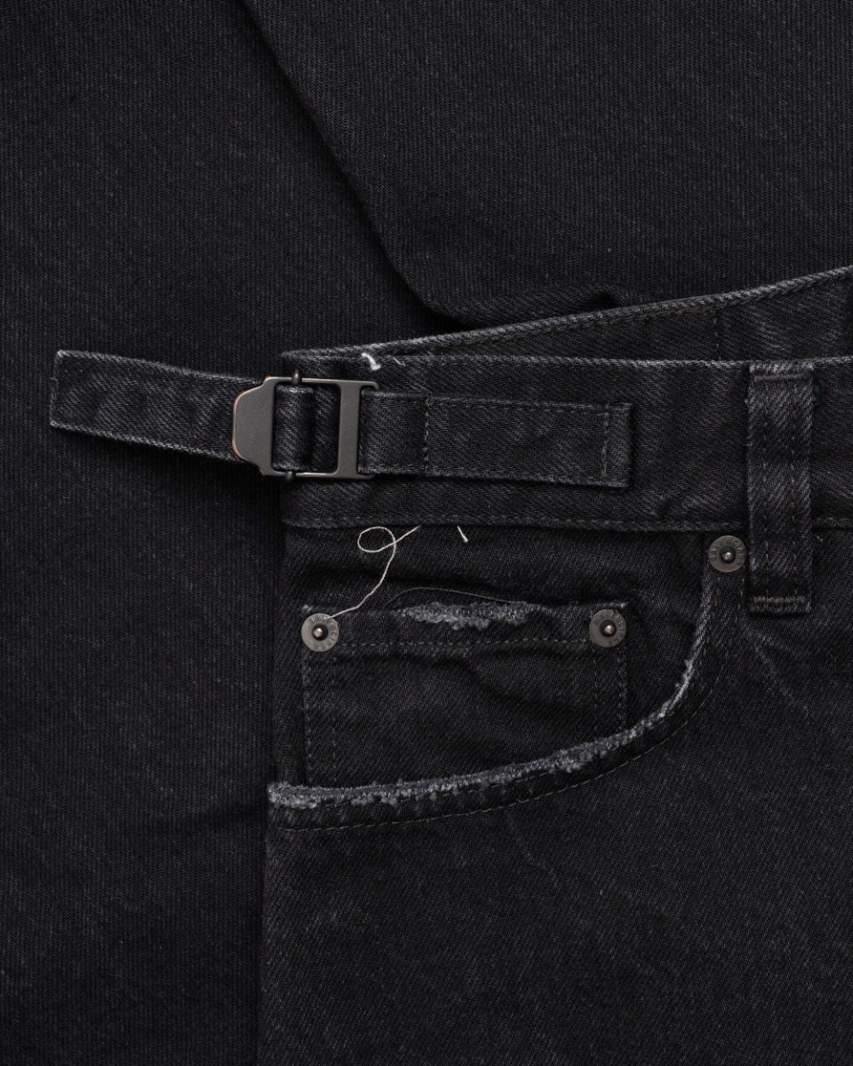 Balenciaga Destroyed wide-leg black denim pants thumbnail