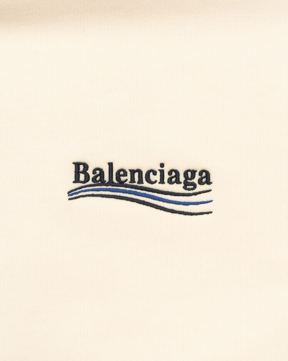 Balenciaga Political Campaign logo oversized cream hoodie thumbnail