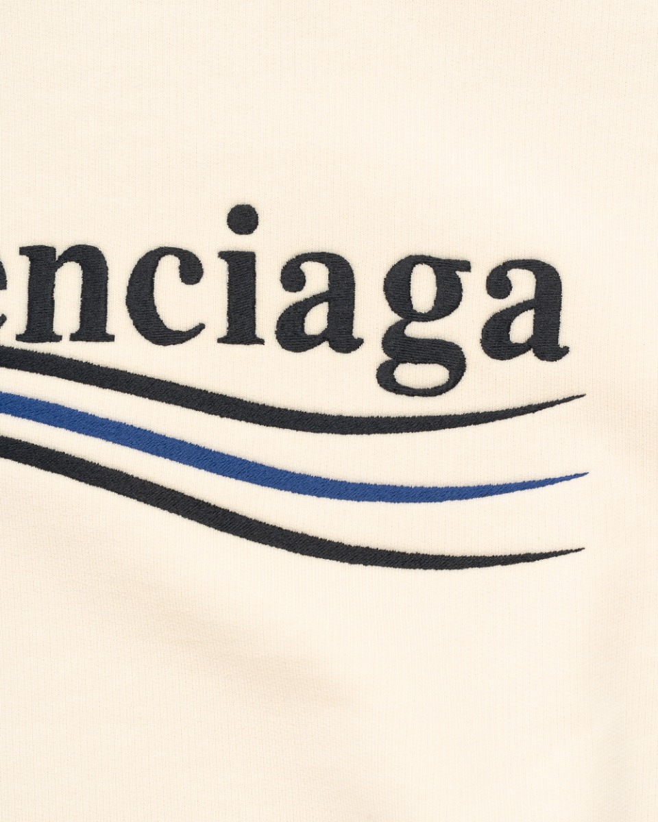 Balenciaga Political Campaign logo oversized cream hoodie thumbnail