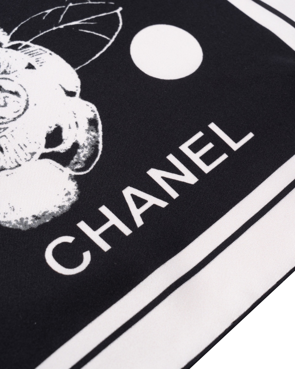 Chanel polka dot camellia silk scarf thumbnail
