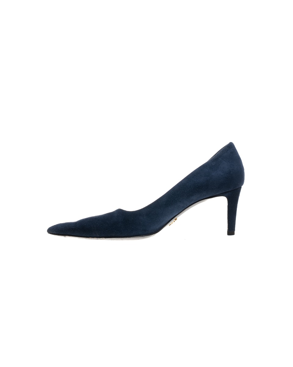 Prada pointed toe blue suede kitten heels thumbnail