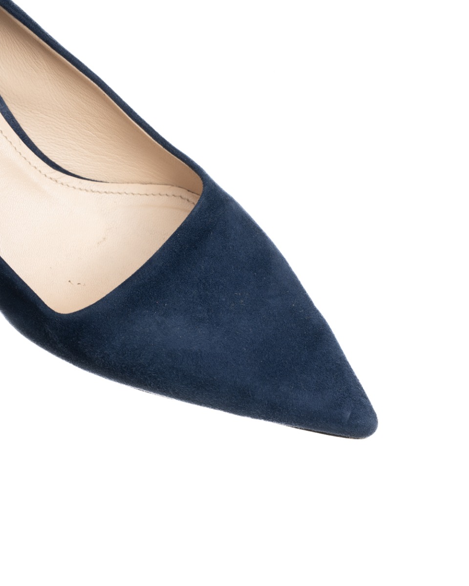 Prada pointed toe blue suede kitten heels thumbnail